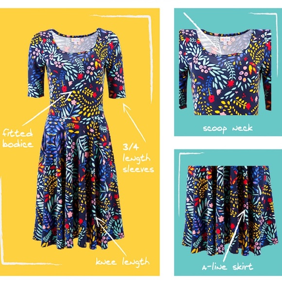 LuLaRoe Nicole Dress XXL New With Tags! Heathered Pink & Grey Blue Ringer - Picture 8 of 9